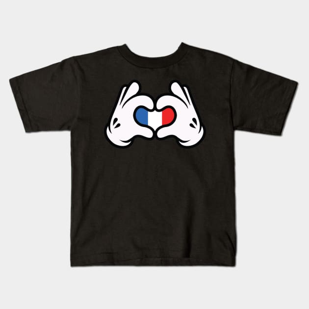 Hand Symbol of Love France Kids T-Shirt by quilimo